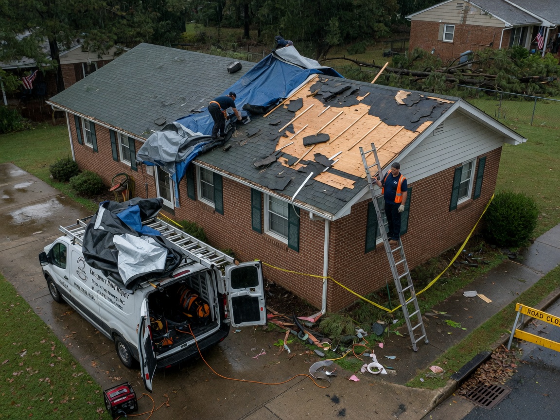 Emergency Roof Repair in Harrisburg, NC: What to Do After a Storm