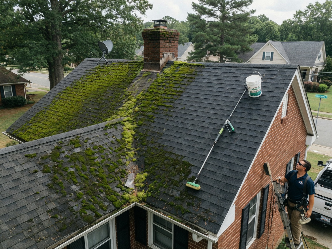 Roof Moss and Algae Removal in Harrisburg, NC: Does Your Roof Need Cleaning?